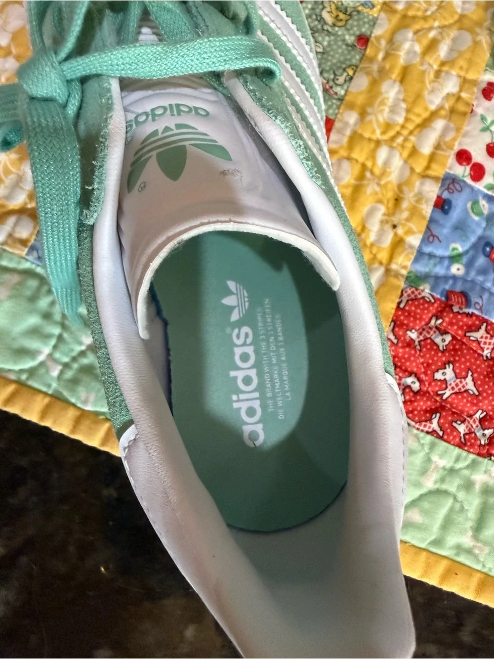 adidas Gazelle Mint Suede Sneakers with White Stripes